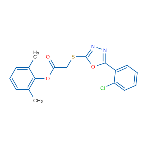 2,6-Dimethylphenyl 2-((5-(2-chlorophenyl)-1,3,4-oxadiazol-2-yl)thio)acetate 1g