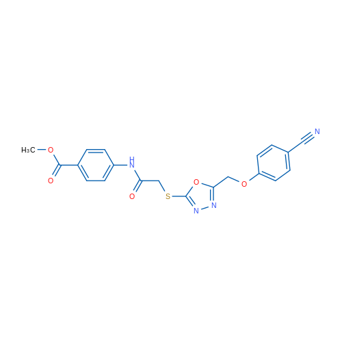 Methyl 4-(2-((5-((4-cyanophenoxy)methyl)-1,3,4-oxadiazol-2-yl)thio)acetamido)benzoate 1g