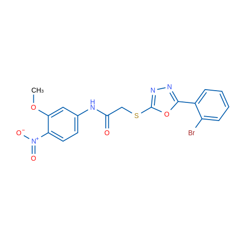 2-((5-(2-Bromophenyl)-1,3,4-oxadiazol-2-yl)thio)-N-(3-methoxy-4-nitrophenyl)acetamide 1g