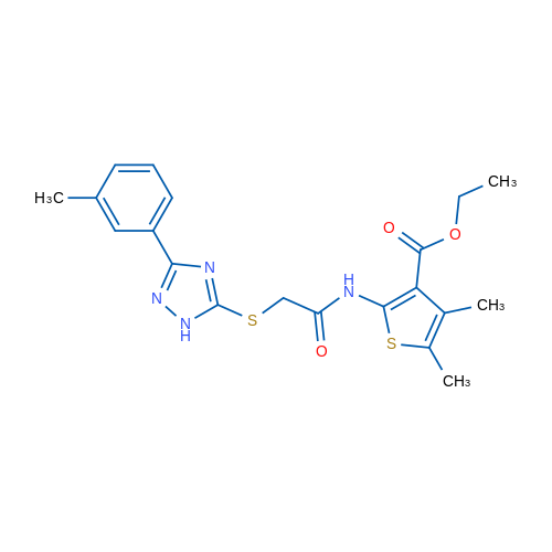 Ethyl 4,5-dimethyl-2-(2-((3-(m-tolyl)-1H-1,2,4-triazol-5-yl)thio)acetamido)thiophene-3-carboxylate 1g