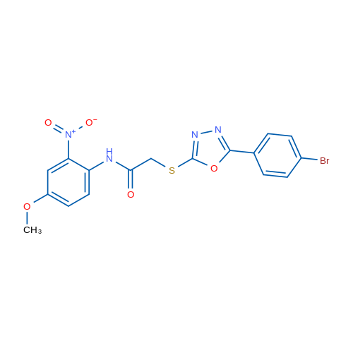 2-((5-(4-Bromophenyl)-1,3,4-oxadiazol-2-yl)thio)-N-(4-methoxy-2-nitrophenyl)acetamide 1g