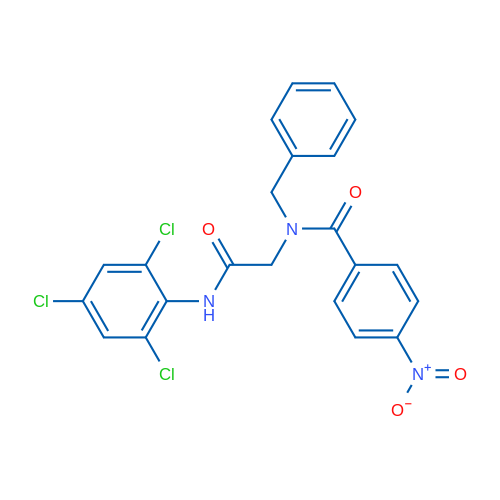 N-Benzyl-4-nitro-N-(2-oxo-2-((2,4,6-trichlorophenyl)amino)ethyl)benzamide 1g