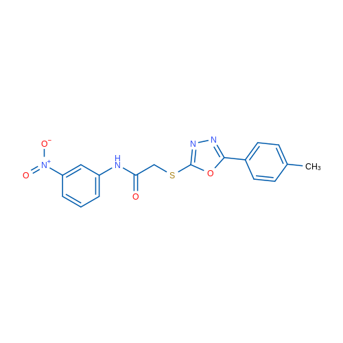 N-(3-Nitrophenyl)-2-((5-(p-tolyl)-1,3,4-oxadiazol-2-yl)thio)acetamide 1g