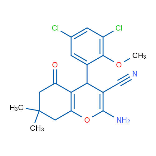 2-Amino-4-(3,5-dichloro-2-methoxyphenyl)-7,7-dimethyl-5-oxo-5,6,7,8-tetrahydro-4H-chromene-3-carbonitrile 1g