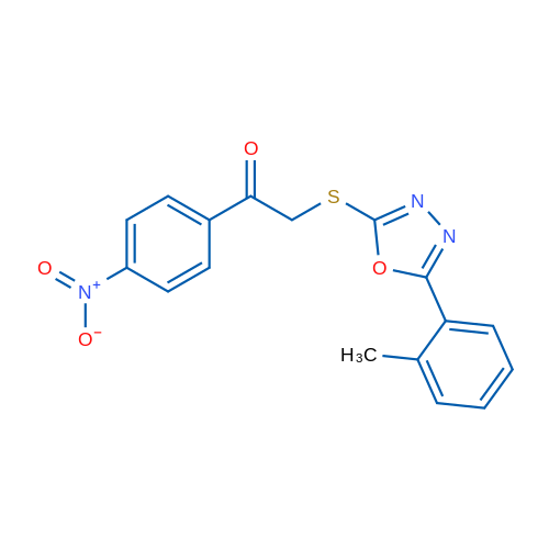 1-(4-Nitrophenyl)-2-((5-(o-tolyl)-1,3,4-oxadiazol-2-yl)thio)ethanone 1g