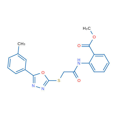 Methyl 2-(2-((5-(m-tolyl)-1,3,4-oxadiazol-2-yl)thio)acetamido)benzoate 1g