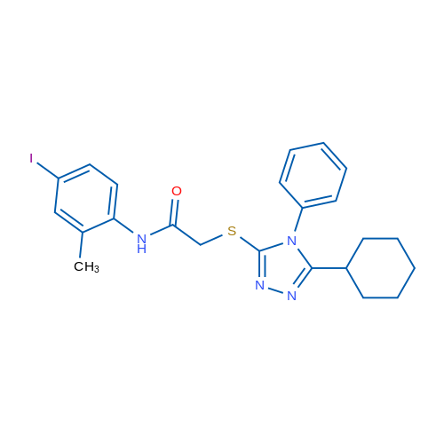 2-((5-Cyclohexyl-4-phenyl-4H-1,2,4-triazol-3-yl)thio)-N-(4-iodo-2-methylphenyl)acetamide 1g