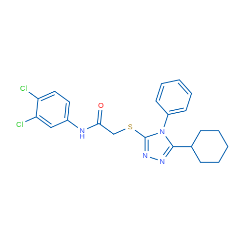 2-((5-Cyclohexyl-4-phenyl-4H-1,2,4-triazol-3-yl)thio)-N-(3,4-dichlorophenyl)acetamide 1g