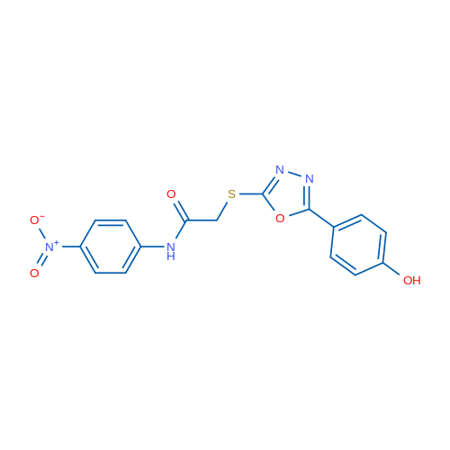 2-((5-(4-Hydroxyphenyl)-1,3,4-oxadiazol-2-yl)thio)-N-(4-nitrophenyl)acetamide 1g