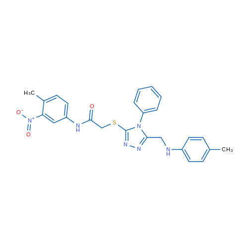 N-(4-Methyl-3-nitrophenyl)-2-((4-phenyl-5-((p-tolylamino)methyl)-4H-1,2,4-triazol-3-yl)thio)acetamide 1g