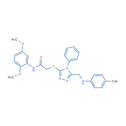 N-(2,5-Dimethoxyphenyl)-2-((4-phenyl-5-((p-tolylamino)methyl)-4H-1,2,4-triazol-3-yl)thio)acetamide 1g