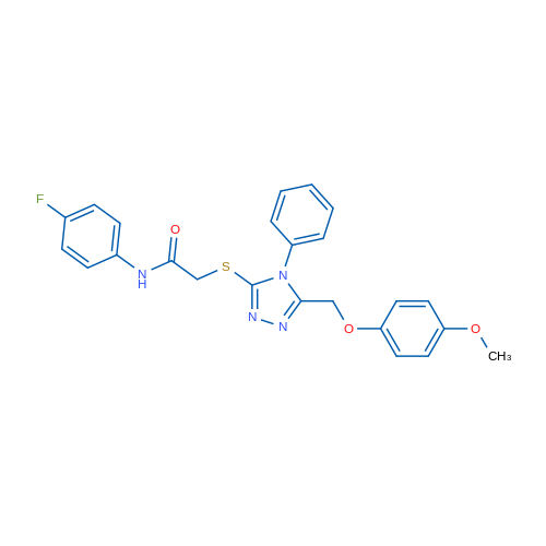 N-(4-Fluorophenyl)-2-((5-((4-methoxyphenoxy)methyl)-4-phenyl-4H-1,2,4-triazol-3-yl)thio)acetamide 1g