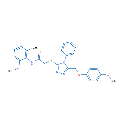 N-(2-Ethyl-6-methylphenyl)-2-((5-((4-methoxyphenoxy)methyl)-4-phenyl-4H-1,2,4-triazol-3-yl)thio)acetamide 1g