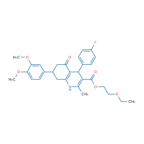 2-Ethoxyethyl 7-(3,4-dimethoxyphenyl)-4-(4-fluorophenyl)-2-methyl-5-oxo-1,4,5,6,7,8-hexahydroquinoline-3-carboxylate 1g