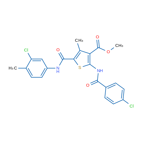 Methyl 5-((3-chloro-4-methylphenyl)carbamoyl)-2-(4-chlorobenzamido)-4-methylthiophene-3-carboxylate 1g