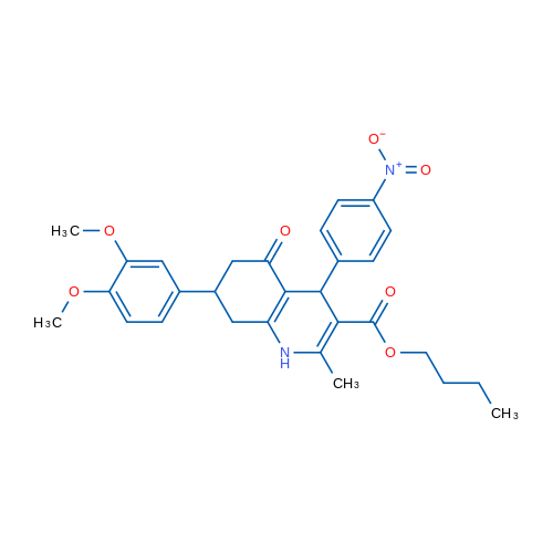 Butyl 7-(3,4-dimethoxyphenyl)-2-methyl-4-(4-nitrophenyl)-5-oxo-1,4,5,6,7,8-hexahydroquinoline-3-carboxylate 1g