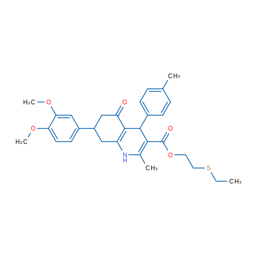 2-(Ethylthio)ethyl 7-(3,4-dimethoxyphenyl)-2-methyl-5-oxo-4-(p-tolyl)-1,4,5,6,7,8-hexahydroquinoline-3-carboxylate 1g