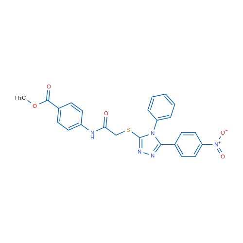 Methyl 4-(2-((5-(4-nitrophenyl)-4-phenyl-4H-1,2,4-triazol-3-yl)thio)acetamido)benzoate 1g