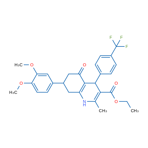 Ethyl 7-(3,4-dimethoxyphenyl)-2-methyl-5-oxo-4-(4-(trifluoromethyl)phenyl)-1,4,5,6,7,8-hexahydroquinoline-3-carboxylate 1g