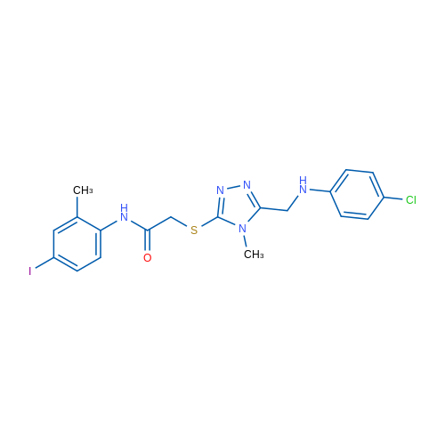 2-((5-(((4-Chlorophenyl)amino)methyl)-4-methyl-4H-1,2,4-triazol-3-yl)thio)-N-(4-iodo-2-methylphenyl)acetamide 1g