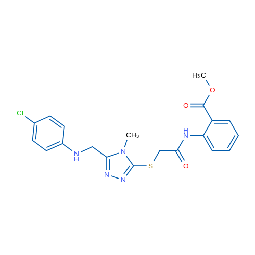 Methyl 2-(2-((5-(((4-chlorophenyl)amino)methyl)-4-methyl-4H-1,2,4-triazol-3-yl)thio)acetamido)benzoate 1g