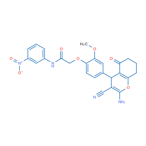 2-(4-(2-Amino-3-cyano-5-oxo-5,6,7,8-tetrahydro-4H-chromen-4-yl)-2-methoxyphenoxy)-N-(3-nitrophenyl)acetamide 1g