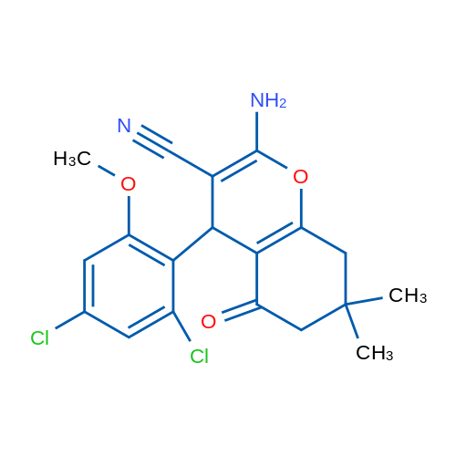 2-Amino-4-(2,4-dichloro-6-methoxyphenyl)-7,7-dimethyl-5-oxo-5,6,7,8-tetrahydro-4H-chromene-3-carbonitrile 1g