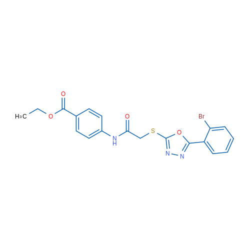 Ethyl 4-(2-((5-(2-bromophenyl)-1,3,4-oxadiazol-2-yl)thio)acetamido)benzoate 1g
