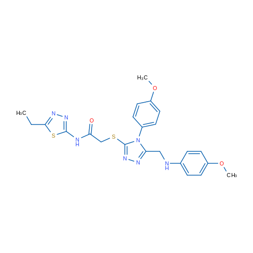 N-(5-Ethyl-1,3,4-thiadiazol-2-yl)-2-((4-(4-methoxyphenyl)-5-(((4-methoxyphenyl)amino)methyl)-4H-1,2,4-triazol-3-yl)thio)acetamide 1g