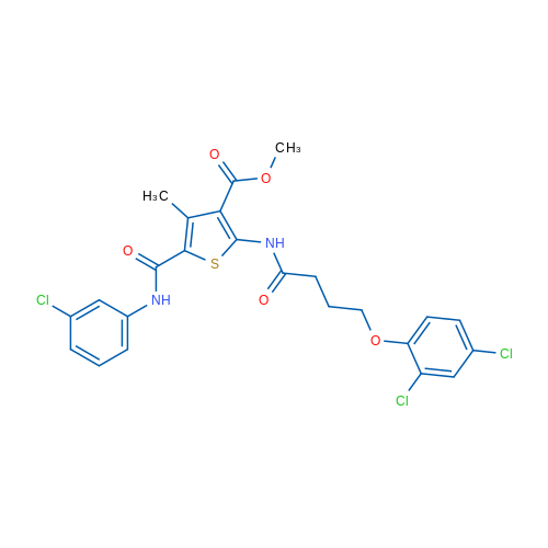 Methyl 5-((3-chlorophenyl)carbamoyl)-2-(4-(2,4-dichlorophenoxy)butanamido)-4-methylthiophene-3-carboxylate 1g