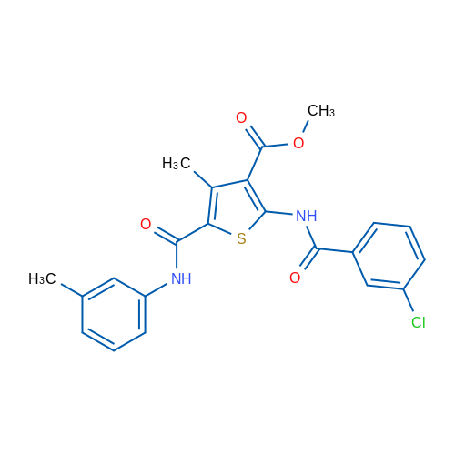 Methyl 2-(3-chlorobenzamido)-4-methyl-5-(m-tolylcarbamoyl)thiophene-3-carboxylate 1g