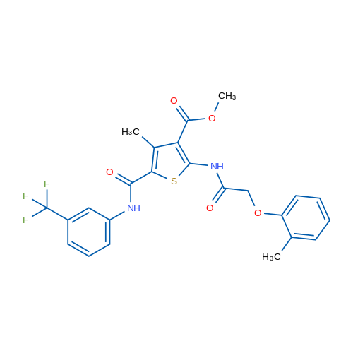 Methyl 4-methyl-2-(2-(o-tolyloxy)acetamido)-5-((3-(trifluoromethyl)phenyl)carbamoyl)thiophene-3-carboxylate 1g