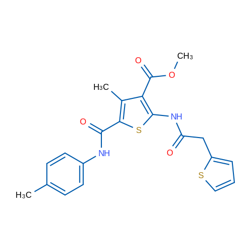 Methyl 4-methyl-2-(2-(thiophen-2-yl)acetamido)-5-(p-tolylcarbamoyl)thiophene-3-carboxylate 1g