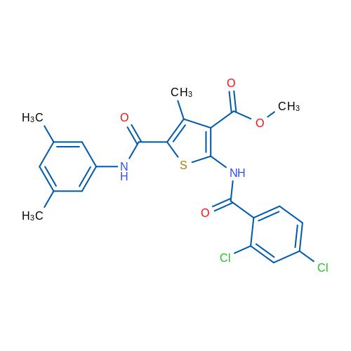 Methyl 2-(2,4-dichlorobenzamido)-5-((3,5-dimethylphenyl)carbamoyl)-4-methylthiophene-3-carboxylate 1g