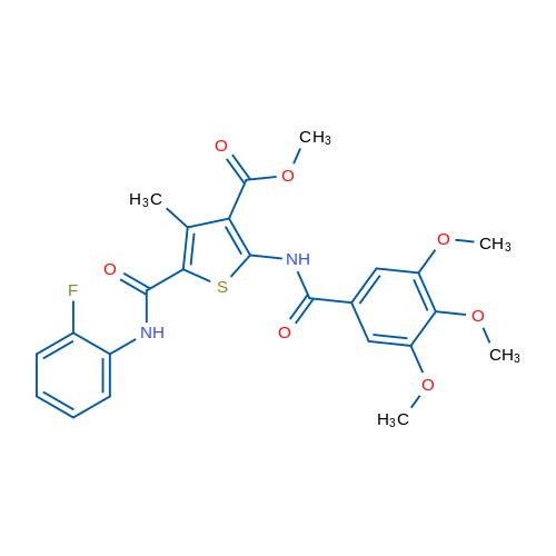 Methyl 5-((2-fluorophenyl)carbamoyl)-4-methyl-2-(3,4,5-trimethoxybenzamido)thiophene-3-carboxylate 1g