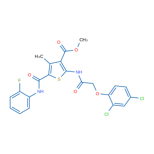 Methyl 2-(2-(2,4-dichlorophenoxy)acetamido)-5-((2-fluorophenyl)carbamoyl)-4-methylthiophene-3-carboxylate 1g