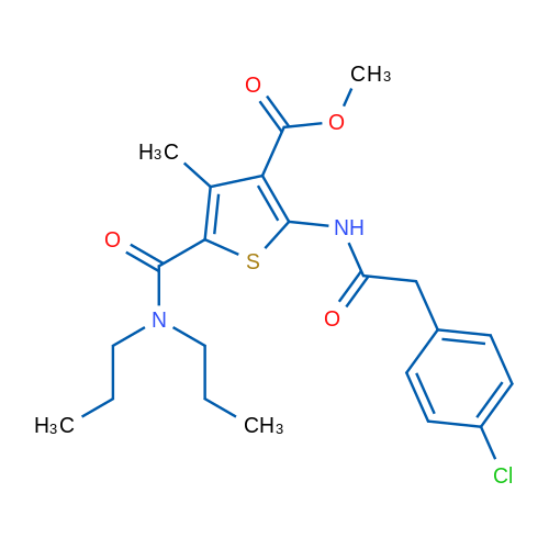 Methyl 2-(2-(4-chlorophenyl)acetamido)-5-(dipropylcarbamoyl)-4-methylthiophene-3-carboxylate 1g