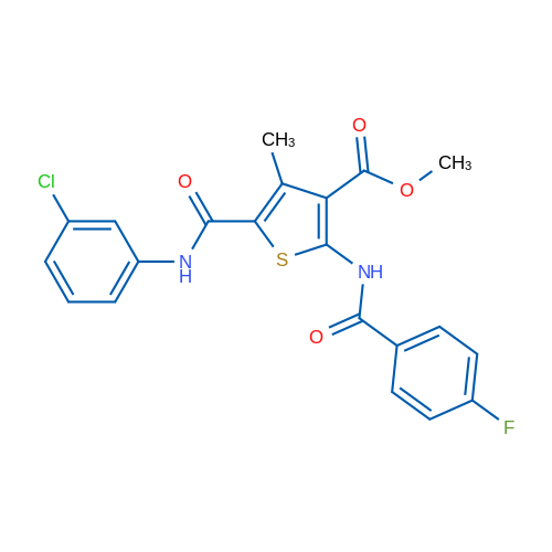 Methyl 5-((3-chlorophenyl)carbamoyl)-2-(4-fluorobenzamido)-4-methylthiophene-3-carboxylate 1g