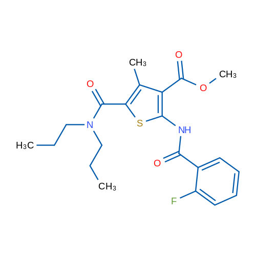 Methyl 5-(dipropylcarbamoyl)-2-(2-fluorobenzamido)-4-methylthiophene-3-carboxylate 1g
