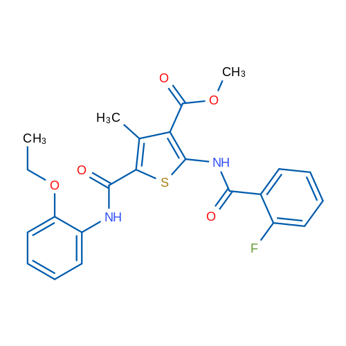 Methyl 5-((2-ethoxyphenyl)carbamoyl)-2-(2-fluorobenzamido)-4-methylthiophene-3-carboxylate 1g