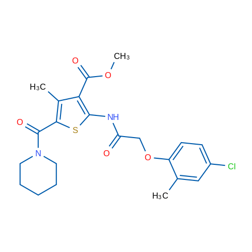 Methyl 2-(2-(4-chloro-2-methylphenoxy)acetamido)-4-methyl-5-(piperidine-1-carbonyl)thiophene-3-carboxylate 1g