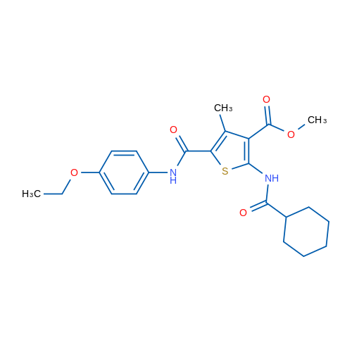 Methyl 2-(cyclohexanecarboxamido)-5-((4-ethoxyphenyl)carbamoyl)-4-methylthiophene-3-carboxylate 1g
