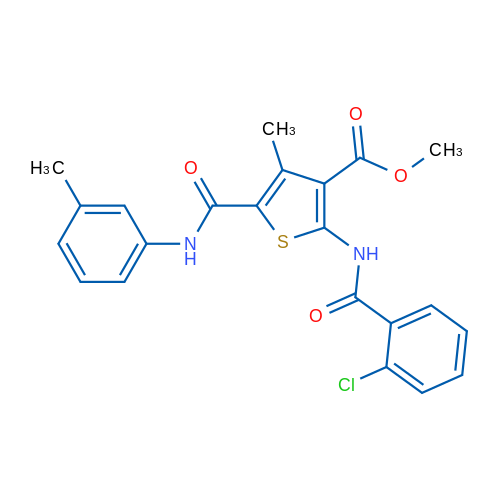 Methyl 2-(2-chlorobenzamido)-4-methyl-5-(m-tolylcarbamoyl)thiophene-3-carboxylate 1g