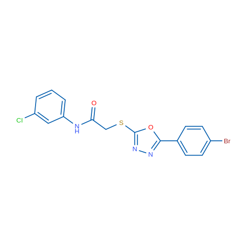 2-((5-(4-Bromophenyl)-1,3,4-oxadiazol-2-yl)thio)-N-(3-chlorophenyl)acetamide 1g