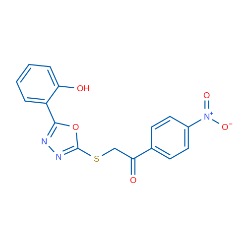 2-((5-(2-Hydroxyphenyl)-1,3,4-oxadiazol-2-yl)thio)-1-(4-nitrophenyl)ethanone 1g