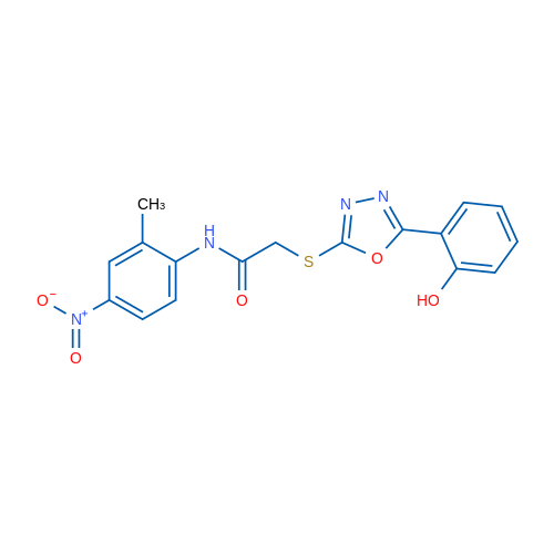 2-((5-(2-Hydroxyphenyl)-1,3,4-oxadiazol-2-yl)thio)-N-(2-methyl-4-nitrophenyl)acetamide 1g