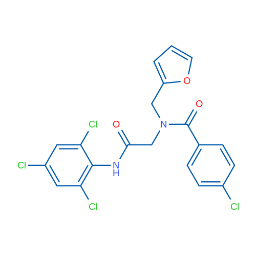 4-Chloro-N-(furan-2-ylmethyl)-N-(2-oxo-2-((2,4,6-trichlorophenyl)amino)ethyl)benzamide 1g