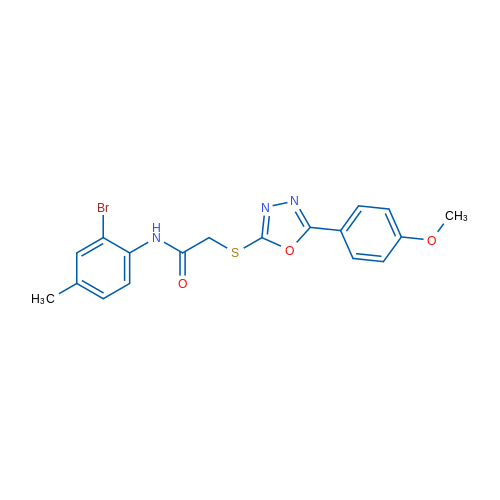 N-(2-Bromo-4-methylphenyl)-2-((5-(4-methoxyphenyl)-1,3,4-oxadiazol-2-yl)thio)acetamide 1g