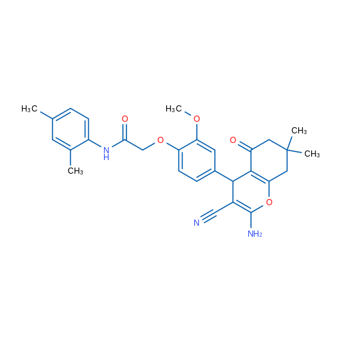 2-(4-(2-Amino-3-cyano-7,7-dimethyl-5-oxo-5,6,7,8-tetrahydro-4H-chromen-4-yl)-2-methoxyphenoxy)-N-(2,4-dimethylphenyl)acetamide 1g