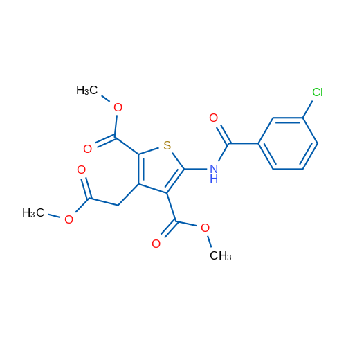 2,4-Dimethyl 5-(3-chlorobenzamido)-3-(2-methoxy-2-oxoethyl)thiophene-2,4-dicarboxylate 1g